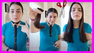 Como cortar el cabello tu misma en casa fácil y rápido ✂️ [upl. by Atteoj]