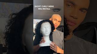 NATURAL MENS WIG INSTALL 😱  short curly lace front wig 🔥 hairstyles wigs lacefrontal [upl. by Orlina]