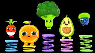 Five Little Monkeys  Funky Veggies Dance Party  Fun Video with Music  Fruits Baby Sensory [upl. by Donaugh]