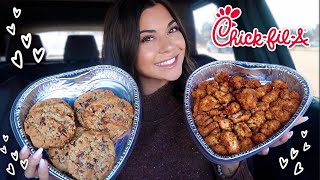 ChickFilA Valentines Menu Mukbang amp Trying EVERY Sauce [upl. by Garda]