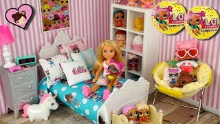 Barbie Doll LOL Surprise Themed Bedroom Tour amp New LOL Confetti Pop Opening [upl. by Liddie]