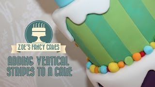 Stripy cakes Adding vertical stripes to a cake how to make a fondant striped cake decorating [upl. by Yralam]