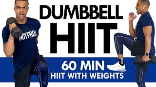 60 MIN INTENSE Full Body HIIT Workout with Weights BURN 700 CALORIES [upl. by Ahtel]