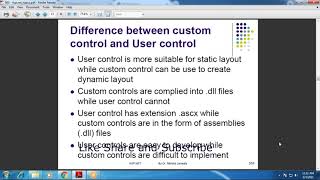 ASPNET Lecture 50 1  Difference  User Control  Custom Control  Theory  Example  Hindi [upl. by Eiuqnom207]