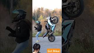 Biker Girl automobile wheelie smartphone biker bike motorsport motorcycle moto stunt fridy [upl. by Chien]