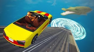 BeamNG drive  Giant Water Vortex Open Bridge Jumping Crashes [upl. by Meibers]