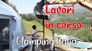 6 Costruzione bubble glamping in Lombardia tavole glamour scala di montagna stuoia antierosione [upl. by Naujik]