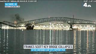 Moment Baltimore bridge collapses after container ship hits support pier  NBC4 Washington [upl. by Siravrat63]