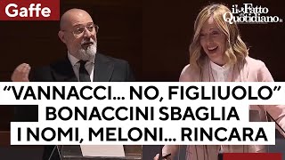 Il siparietto di Bonaccini con Meloni quotHo incontrato Vannacci no Figliuolo no non ricordoquot [upl. by Holihs]