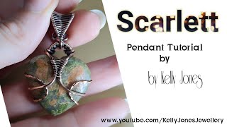 Wire wrap pendant Scarlett tutorial by Kelly Jones [upl. by Eeltrebor]