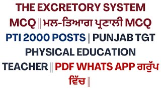 THE EXCRETORY SYSTEM MCQ PTI 2000 Posts  Punjab TGT Physical Education Teacher [upl. by Kresic]