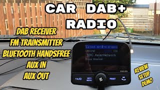 In Car DABDAB Radio Adapter Review  DAB  FM Transmitter  Mobile Handsfree  MP3 Player  AUX [upl. by Tanah]