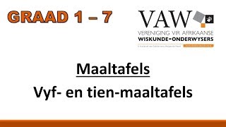 Graad 1  7 Vyf en tienmaaltafels wiskvaw wiskdo [upl. by Gay]