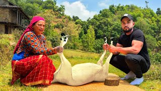 HUGE Mutton Curry In Nepali Village 40kg Goat🇳🇵 [upl. by Enenaej446]