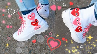 Valentines Day Comme Des Garcons PLAY Inspired Converse  Painting Custom Shoes [upl. by Brindle]