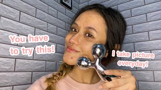 2 weeks review of frozen 3D roller face massager on my face⎮English⎮68 [upl. by Alram]