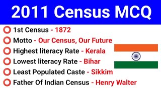 2011 Census Important MCQ TEST  General knowledge Important Questions For All Competitive Exam [upl. by Shalom935]