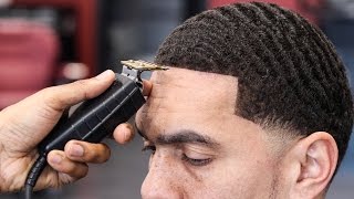 HAIRCUT TUTORIAL KLAY THOMPSON TAPER w 360 WAVES [upl. by Giefer]