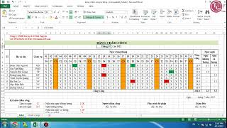 Hướng dẫn tạo lập bảng chấm công tự động nhảy ngày thứ theo tháng trong excel [upl. by Yrolam]