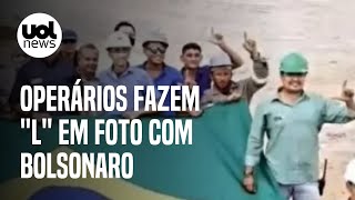 Ministério apaga foto de operários fazendo L em foto com Bolsonaro [upl. by Ellesirg179]