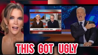 Watch Jon Stewarts Face When Megyn Kelly Puts MSNBC CANCELED Show Host On His Place [upl. by Gannes]