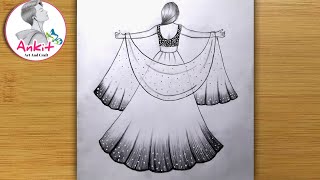 How to draw a girl with lehenga  girl drawing  how to draw a girl in beautiful traditional dress [upl. by Littell712]