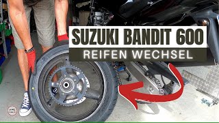 Motorrad Reifenwechsel leicht gemacht – Anleitung für Hinterrad  Suzuki Bandit GSF [upl. by Llaccm]