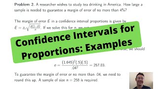 Confidence Intervals for Proportions Examples [upl. by Nylinej]