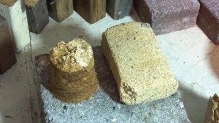 010813 Reginalds Rocket Stove SAWDUST BRICK [upl. by Ydak]