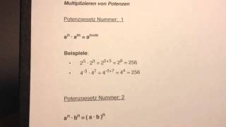 Potenzen multiplizieren  Multiplikation und Potenzgesetze [upl. by Gracye725]