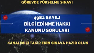 4982 sayılı Bilgi Edinme Hakkı Kanunu Soruları  Görevde Yükselme Sınav Soruları [upl. by Nerradal]