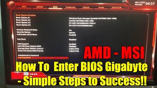 How To Enter BIOS UEFI MSI Gigabyte  MSI MOTHERBOARD BIOS  How to Enter BIOS Amd Ryzen [upl. by Mehs]