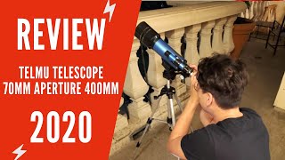 TELMU Telescope 70mm Aperture 400mm AZ Mount Refracting Telescope Review  TELMU Telescope f40070m [upl. by Glogau208]