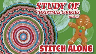 Rnds 1 to 16 Crochet Study of Christmas Cookies Blanket [upl. by Nealson]