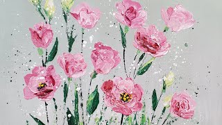 Easy Palette Knife Floral Acrylic Painting LIVE Tutorial [upl. by Eldnik333]