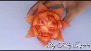 HOW TO MAKE TOMATO FLOWER  TOMATO GARNISH [upl. by Borden]