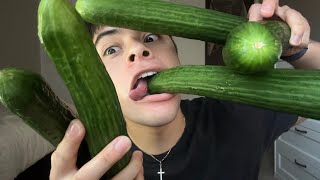 ASMR eating 5 cucumbers MUKBANG [upl. by Ketchum]