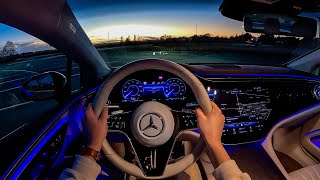 2022 MercedesBenz EQS 580  POV Night Drive Binaural Audio [upl. by Iek]