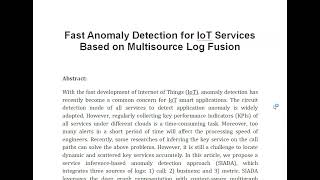 Fast Anomaly Detection for IoT Services Based on Multisource Log Fusion [upl. by Yentnuoc]