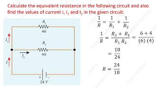 Calculate the EQUIVALENT RESISTANCE in thefollowing circuit and also find the values ofcurrent I [upl. by Iolenta]