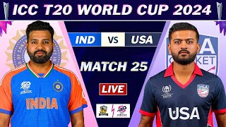 ICC T20 WORLD CUP 2024  INDIA vs USA MATCH 25 LIVE COMMENTARY  IND vs USA LIVE [upl. by Sucramat428]