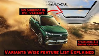 Hyundai ALCAZAR Variant Wise Feature List Explained  VFM Variant  Colour Options amp More [upl. by Stace]