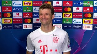 quotIts a bit specialquot Thomas Muller reacts to Bayern thrashing Barca 82 [upl. by Candra]