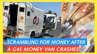 MONEY ROBBERY PEDESTRIANS SCRAMBLE FOR MONEY AFTER A G4S MONEY VAN CRASH💰 [upl. by Ecadnarb]