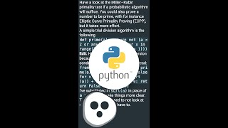 Primality test in python shorts [upl. by Clint]