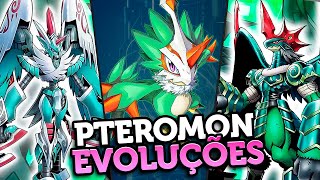 TODAS AS DIGIEVOLUÇÕES DO NOVO DIGIMON PTEROMON [upl. by Assener]