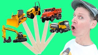 Construction Vehicles  Pop Sticks Song with Matt  Dream English Kids [upl. by Mehala]