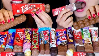 ASMR CHOCOLATE CANDY BARS Maltesers Cadbury Twix Lion Milka Bounty Ferrero KitKat Daim 먹방 [upl. by Adest]