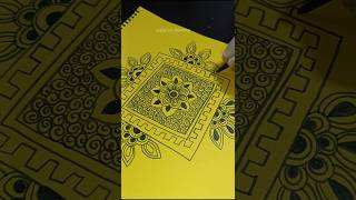 Beautiful mandala art drawing process yellow paper shorts [upl. by Akinek]