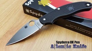 SPYDERCO UK PEN NONLOCKING FOLDER BLACK HANDLE LEAF FOLDING BLADE KNIFE 94PBK [upl. by Beeck]